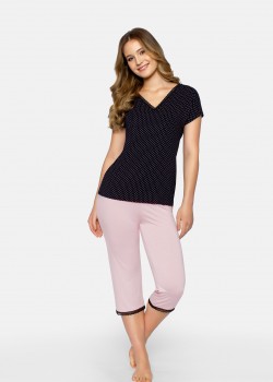 Дамска пижама Piama-Cleo-P-Czarna-Czarno-Rowy Дамска пижама Piama-Cleo-P-Czarna-Czarno-Rowy