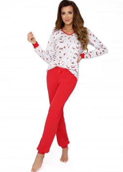 Дамска пижама Piama-Teddy-Ecru-Czerwony Дамска пижама Piama-Teddy-Ecru-Czerwony