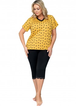 Дамска пижама Piama-Queen-34-Plus-Size-Musztardowy Дамска пижама Piama-Queen-34-Plus-Size-Musztardowy