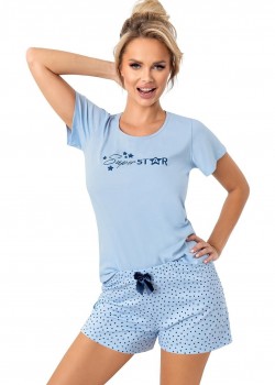 Дамска пижама Piama-Star-Short-Niebieska-Niebieski Дамска пижама Piama-Star-Short-Niebieska-Niebieski