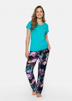 Дамска пижама Piama-Flora-Turkusowo-Granatowy Дамска пижама Piama-Flora-Turkusowo-Granatowy