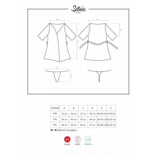 Секси халат с прашки в черен цвят Satinia Секси халат с прашки в черен цвят Satinia