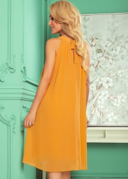 Ефирна рокля в цвят мед 350-3 Ефирна рокля в цвят мед 350-3