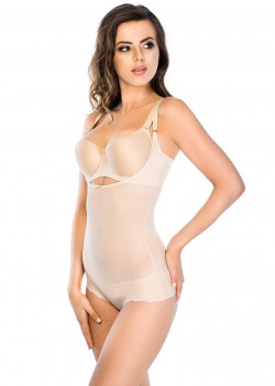Моделиращо боди с отворен бюст в бежов цвят SENCE 18002