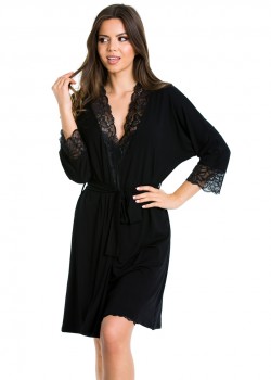 Черен дамски халат Natalia 05075