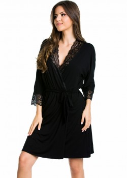 Черен дамски халат Natalia 05075