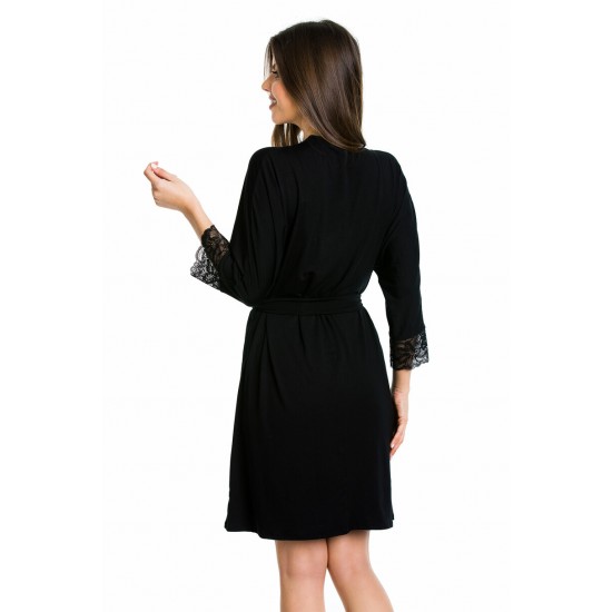 Черен дамски халат Natalia 05075