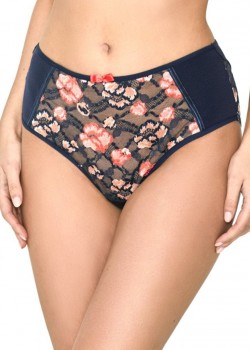 Бикини с висока талия в тъмносин цвят PEŁNE DEMI 19123 Бикини с висока талия в тъмносин цвят PEŁNE DEMI 19123