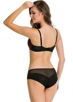 Сутиен с полуподплатени чашки в черно и червено BOLERO 01102