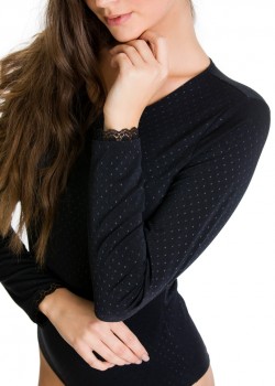 Микрофибърно боди с дълъг ръкав в черен цвят DOTSY Микрофибърно боди с дълъг ръкав в черен цвят DOTSY