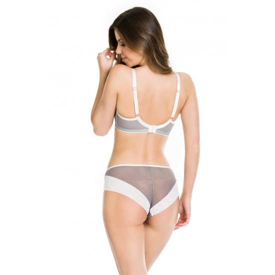 Бразилиани с тюл в бял и сив цвят IDA 19158