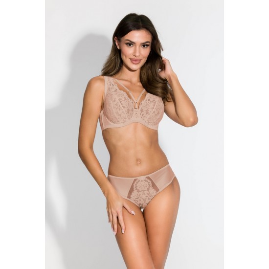 Дамски бикини с дантела в цвят мока JASMIN 19152