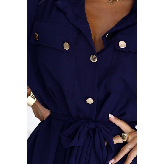531-6 Рокля тип риза в тъмносиньо 531-6 Рокля тип риза в тъмносиньо
