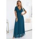 Дълга зелена рокля с брокат 635-1