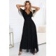 Дълга черна рокля с брокат 635-2