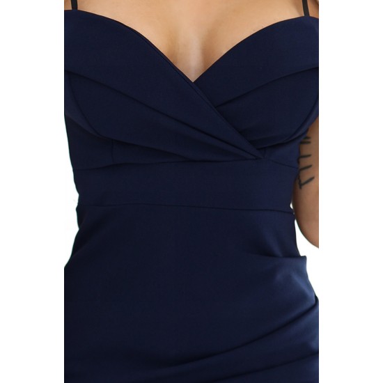 CALLIE 564-7 Нежна вталена рокля в тъмносин цвят