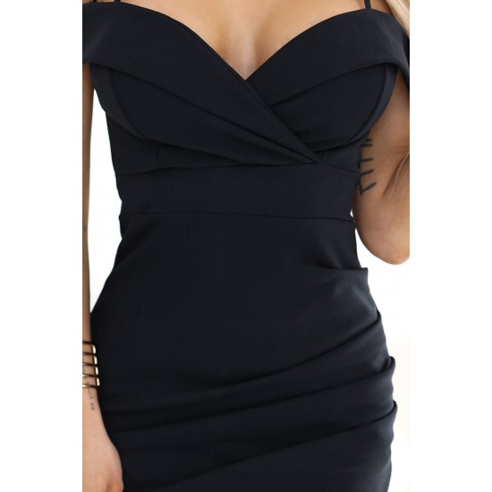 CALLIE 564-77 Нежна вталена рокля в черен цвят