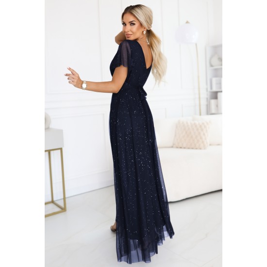Дълга тъмносиня рокля 635-3