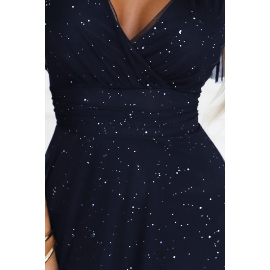 Дълга тъмносиня рокля 635-3