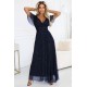 Дълга тъмносиня рокля 635-3