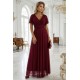 Дълга рокля с брокат в цвят бордо 635-5