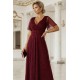Дълга рокля с брокат в цвят бордо 635-5