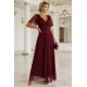 Дълга рокля с брокат в цвят бордо 635-5
