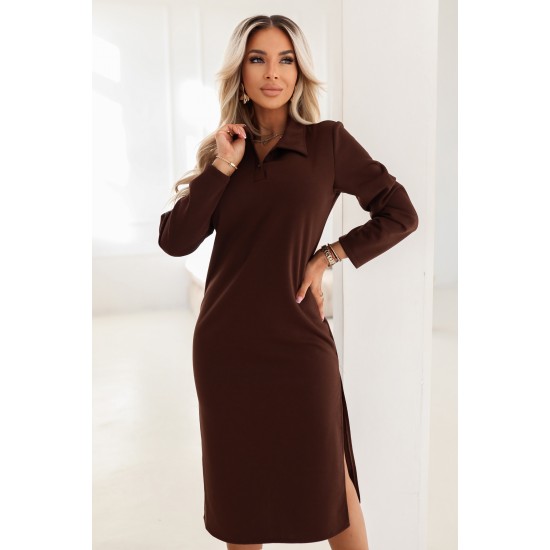 Елегантна кафява рокля 649-1