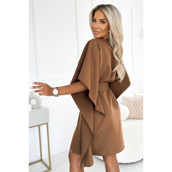 Широка рокля в кафяв цвят , модел 287-39. Широка рокля в кафяв цвят , модел 287-39.