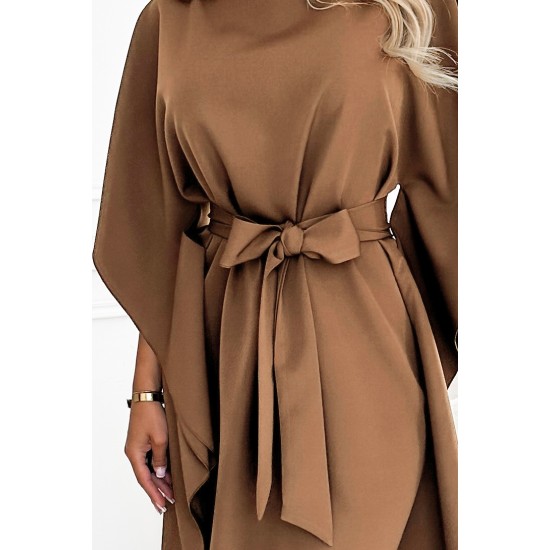 Широка рокля в кафяв цвят , модел 287-39. Широка рокля в кафяв цвят , модел 287-39.