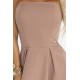 Елегантна рокля без презрамки в бежов цвят 641-2