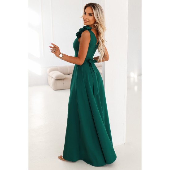 Елегантна дълга рокля в зелен цвят 643-1 Елегантна дълга рокля в зелен цвят 643-1