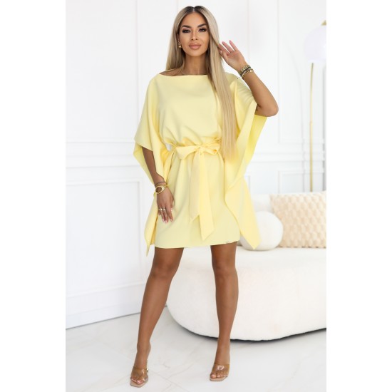 Широка рокля в жълт цвят, модел 287-41