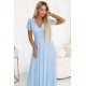 Дълга рокля с брокат в светло син цвят 635-6 Дълга рокля с брокат в светло син цвят 635-6