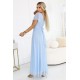 Дълга рокля с брокат в светло син цвят 635-6 Дълга рокля с брокат в светло син цвят 635-6
