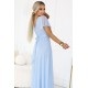 Дълга рокля с брокат в светло син цвят 635-6 Дълга рокля с брокат в светло син цвят 635-6