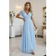 Дълга рокля с брокат в светло син цвят 635-6 Дълга рокля с брокат в светло син цвят 635-6