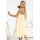 Елегантна рокля без презрамки в жълт цвят 641-3