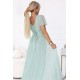 Дълга рокля с брокат в цвят мента 635-8