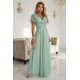 Дълга рокля с брокат в цвят мента 635-8