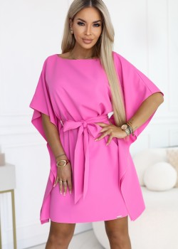 Широка рокля в розов цвят, модел 287-42