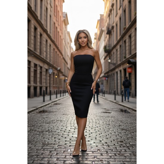 Права черна рокля без ръкави 642-1