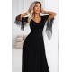 Дълга рокля с тюл в черен цвят 655-1