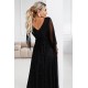 Дълга рокля с тюл в черен цвят 655-1