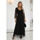 Дълга рокля с тюл в черен цвят 655-1