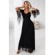 Дълга рокля с тюл в черен цвят 655-1