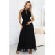 Черна дълга рокля с тюл 662-2