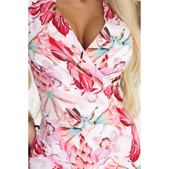 Вталена рокля с флорален принт  379-6