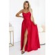 Дълга рокля с цепка в червен цвят 646-3