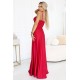 Дълга рокля с цепка в червен цвят 646-3